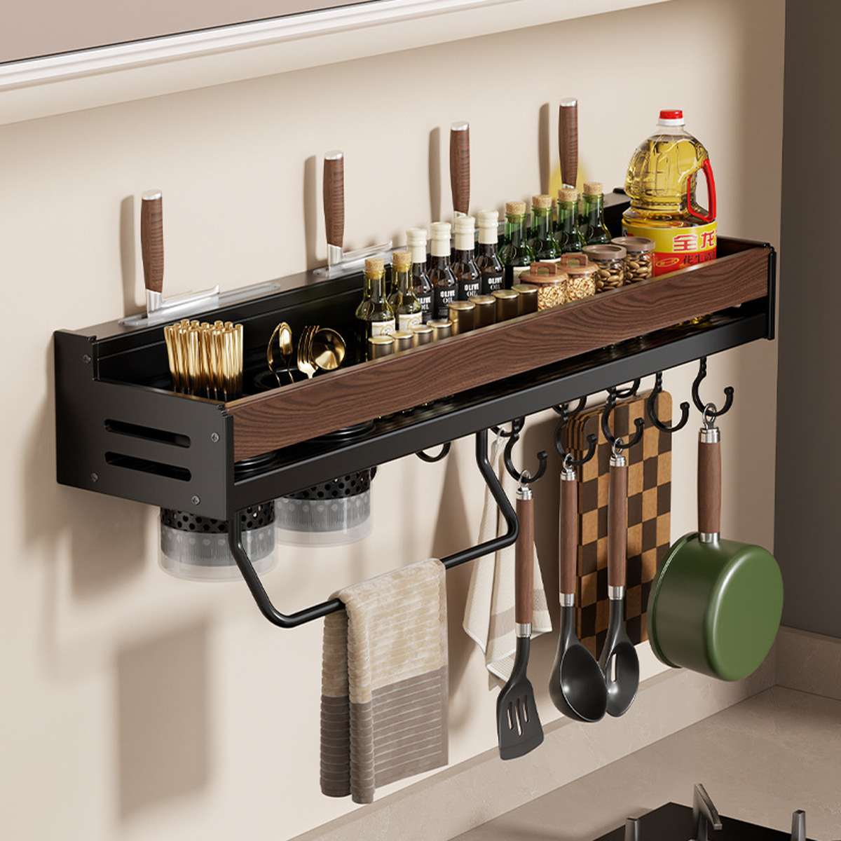 Wall-Mounted Kitchen Storage Shelf, 23.6-Inch