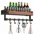 23.6-Inch Kitchen Wall Shelf with Hooks, Black